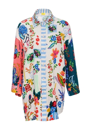 Agua Bendita Chrissy floral-patchwork shirt - White