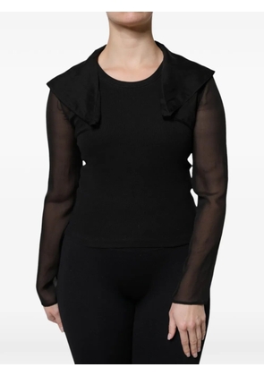 Dolce & Gabbana sheer-sleeve ribbed-knit top - Black
