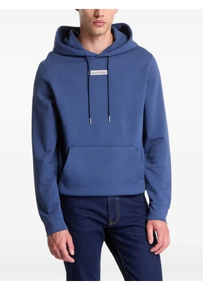 Calvin Klein logo-patch pouch-pocket hoodie - Blue