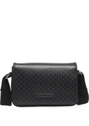 Calvin Klein monogram-print foldover-top crossbody bag - Black