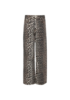 GANNI leopard-print wide-leg jeans - Brown