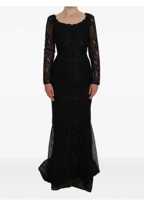 Dolce & Gabbana floral-lace long-sleeved maxi dress - Black