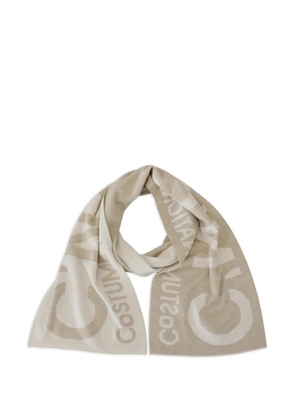 Costume National logo-print merino-wool scarf - Neutrals