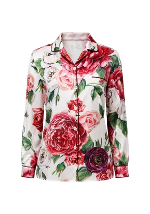 Dolce & Gabbana floral-print silk shirt - White