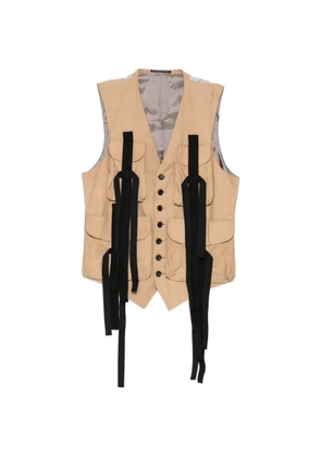 Yohji Yamamoto nubuck leather long-belt waistcoat - Neutrals