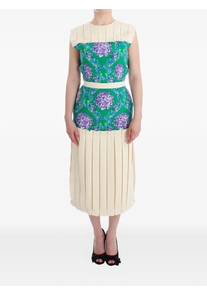 Caterina Gatta floral-print pleated midi dress - Neutrals
