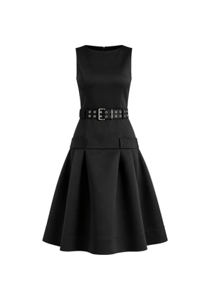 GANNI belted-waist pleated midi dress - Black