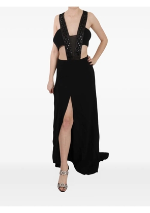 John Richmond crystal-embellished cut-out maxi dress - Black