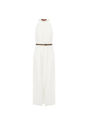 Max Mara belted halterneck maxi dress - White