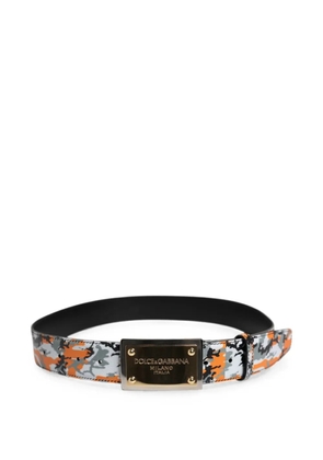 Dolce & Gabbana camouflage-print logo-plaque belt - Orange