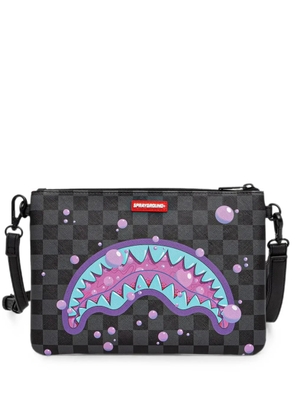 Sprayground purple Slime checkered shark-mouth clutch bag - Black