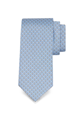 Ferragamo Gancini links print silk tie - Blue
