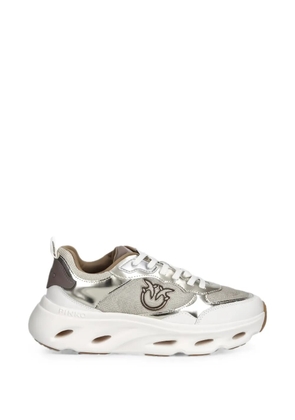 PINKO Love Birds mirror-effect sneakers - White