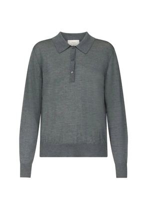 LouLou de Saison fine-knit long-sleeve polo shirt - Grey