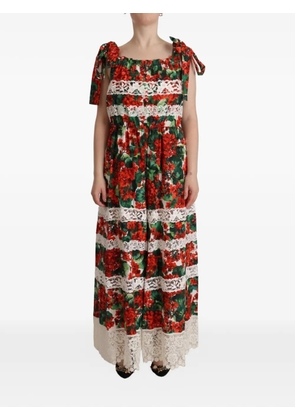 Dolce & Gabbana floral-print lace-trimmed maxi dress - Red
