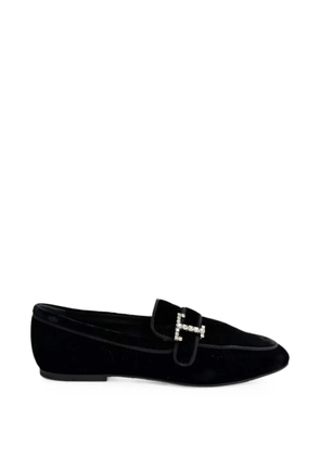 Tod's Vintage crystal-embellished velvet loafers - Black