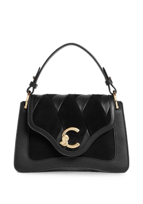 Coccinelle logo-plaque panelled tote bag - Black