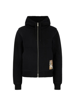 Burberry logo-patch zip-up hoodie - Black