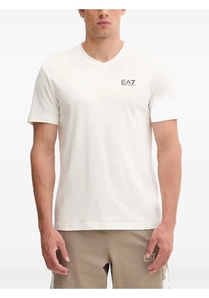 Ea7 Emporio Armani logo-print V-neck T-shirt - Neutrals