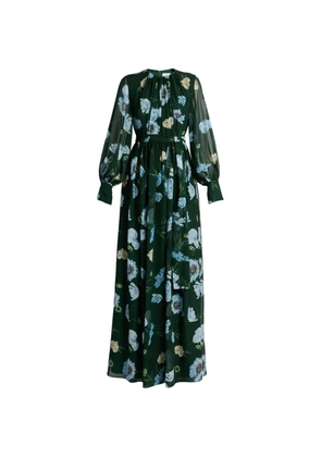 ERDEM floral-print silk maxi gown - Green