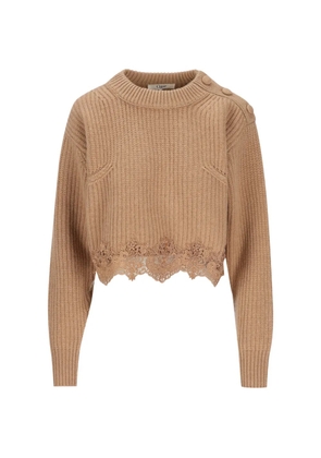 Chloé lace-trim button-detail sweater - Neutrals