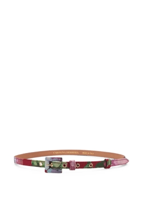 Carolina Herrera hydrangea-print skinny belt - Red