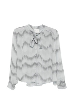 Forte Forte pussy-bow chevron-pattern shirt - Grey
