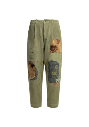 KAPITAL Katsuragi patchwork embroidered tailored trousers - Green