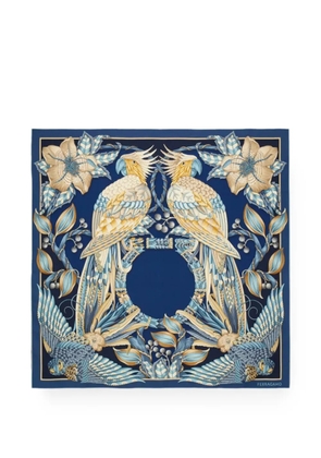 Ferragamo parrots-print silk scarf - Blue