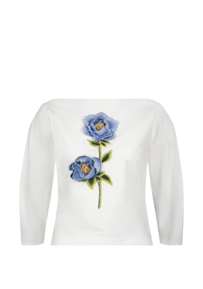 Lela Rose 3D floral-embroidered blouse - White