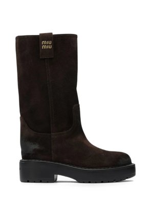 Miu Miu suede pull-on boots - Brown