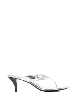 Gucci logo-lettering thong-strap sandals - Silver