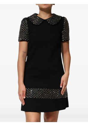 Dolce & Gabbana crystal-embellished collared mini dress - Black