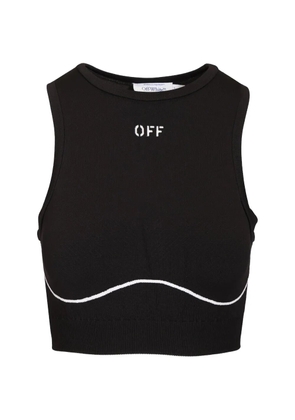 Off-White logo-print seamless sports top - Black