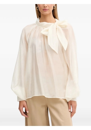 VICOLO bow-detail long-sleeve blouse - Neutrals