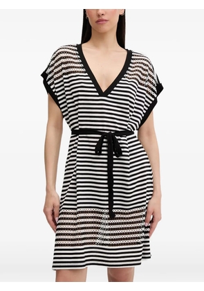 LIU JO striped belted mini dress - White