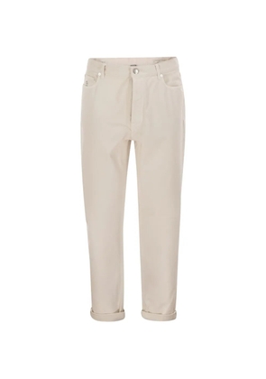 Brunello Cucinelli five-pocket tapered-leg jeans - White