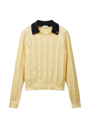 Versace cable-knit contrasting-collar sweater - Yellow