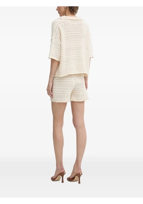 Haveone crochet-knit T-shirt and shorts set - Neutrals