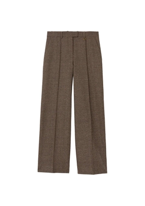 Burberry check wool-linen-blend tailored trousers - Brown