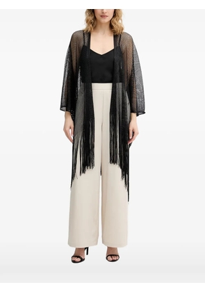 Joseph Ribkoff fringe-trim open-knit cardigan - Black