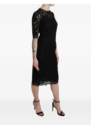 Dolce & Gabbana floral-lace sheath midi dress - Black