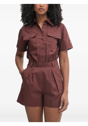 Patrizia Pepe button-up short-sleeve playsuit - Brown