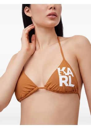 Karl Lagerfeld logo-print triangle bikini top - Brown
