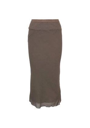Rick Owens Bias ribbed-waist midi skirt - Brown