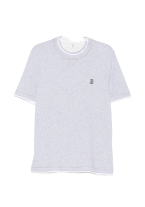 Brunello Cucinelli logo-embroidered crew-neck T-shirt - Grey