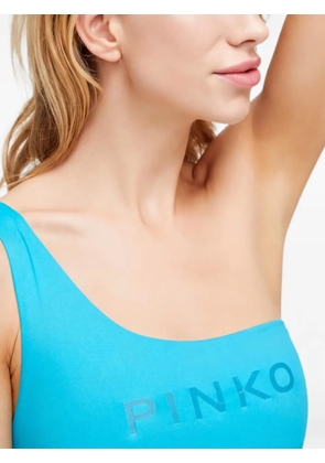 PINKO one-shoulder logo-print bikini top - Blue