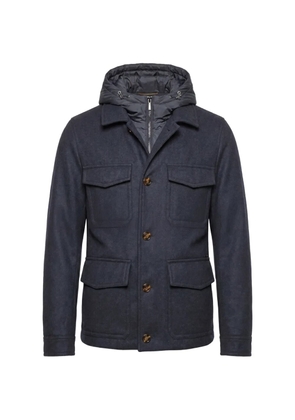Moorer hooded button-fastening jacket - Blue