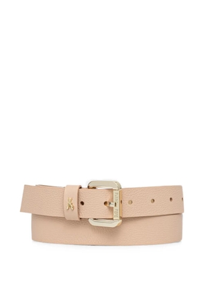 Patrizia Pepe Fly-plaque pebbled calf leather belt - Neutrals