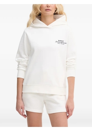 Gant logo-embroidered hoodie - Neutrals